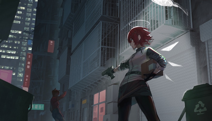 4K Arknights Exusiai in a dark alley