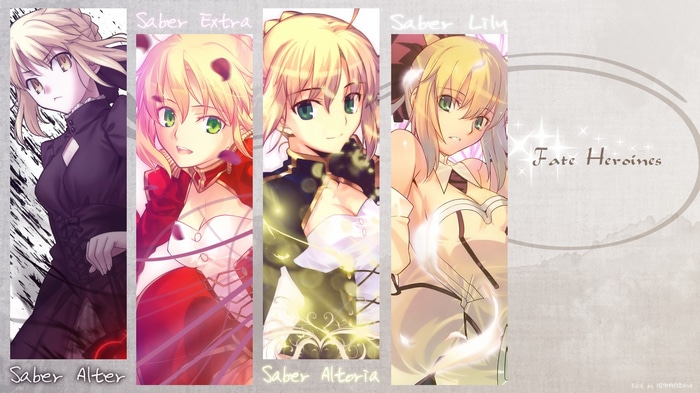 Fate Heroines: Saber Alter, Saber Extra, Saber Lily, Saber Artoria