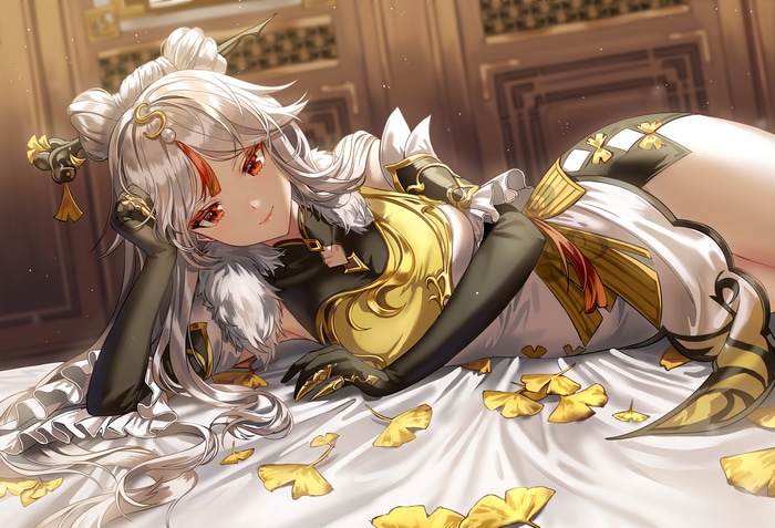 4K artwork of Ningguang lying down