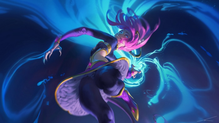 Zoe from League of Legends casting magic