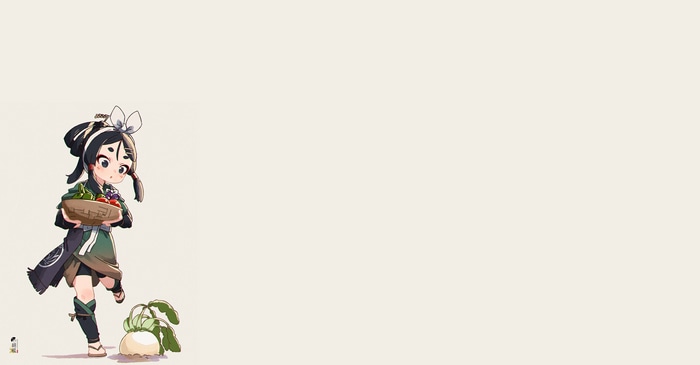 4K Anime Girl Holding Basket of Vegetables