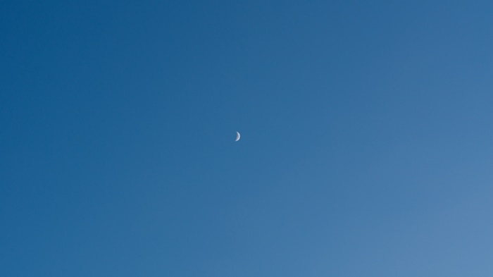Crescent Moon in a Clear Blue Sky