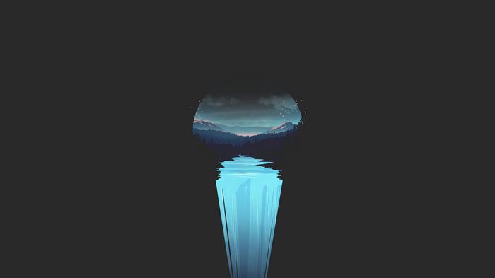 4K Waterfall Landscape with Mountains and Forest