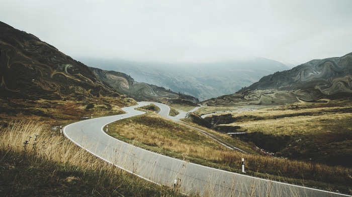 Fritz Biel Meier photo manipulation of a mountain road