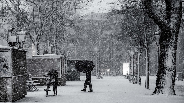 Charl Van Rooy walking in the snow