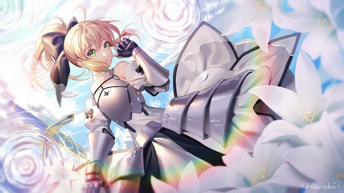 Saber Lily from Fate series with white lilies