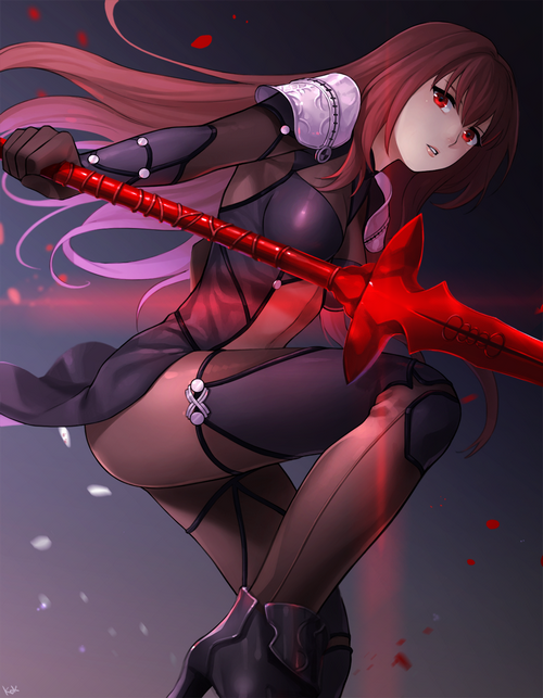 Scathach from Fate/Grand Order holding a red spear
