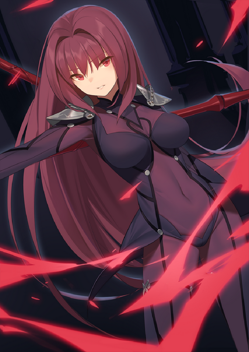 Scathach from Fate/Grand Order with red energy