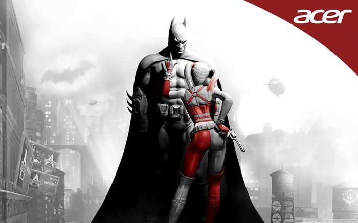 Batman and Harley Quinn with Acer logo