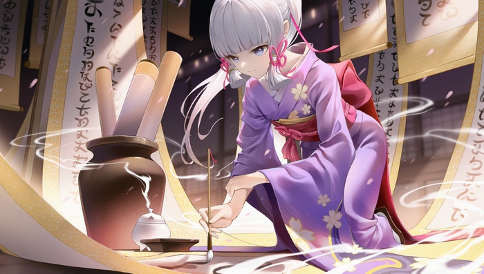 4K Genshin Impact Kamisato Ayaka in Kimono