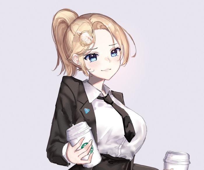 Watson Amelia holding Starbucks cups