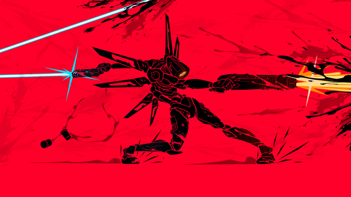 ULTRAKILL V1 fighting with weapons on red background