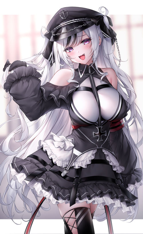 Elbe from Azur Lane with white hair