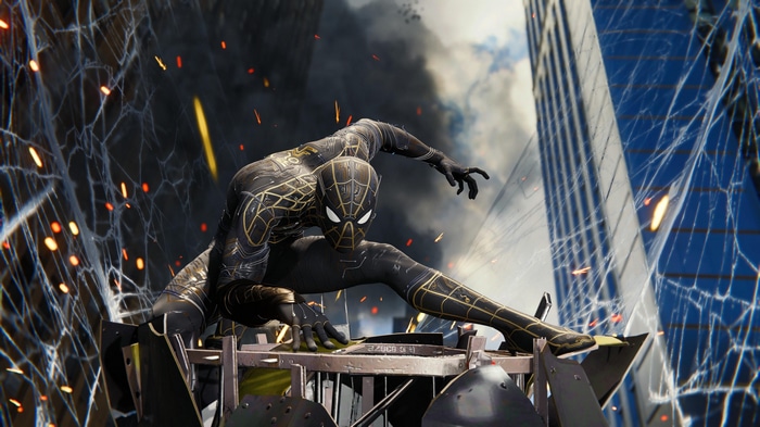 4K Black Suited Spider-Man in City