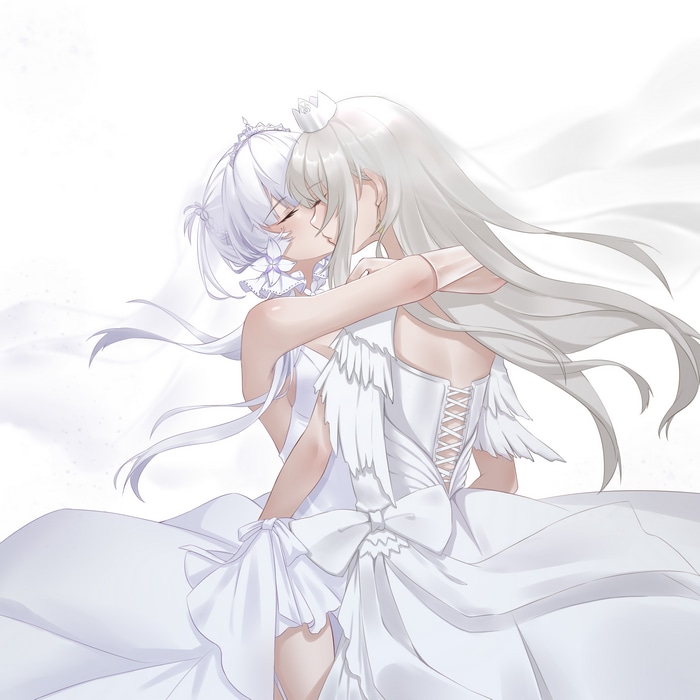 Azur Lane Illustrious and Enterprise in wedding dresses