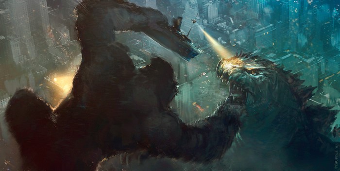 Godzilla Vs Kong Fighting in City