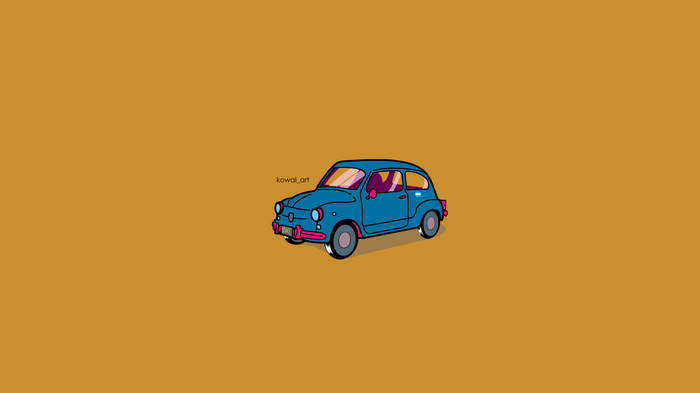 Blue Fiat 600 car by KowalArt
