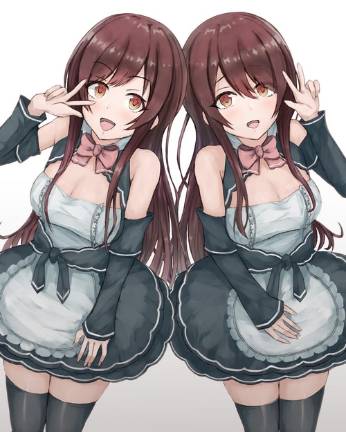 Oosaki Amana and Oosaki Tenka as maids