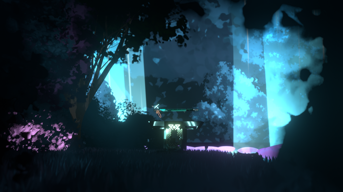 4K sword in a mystical forest