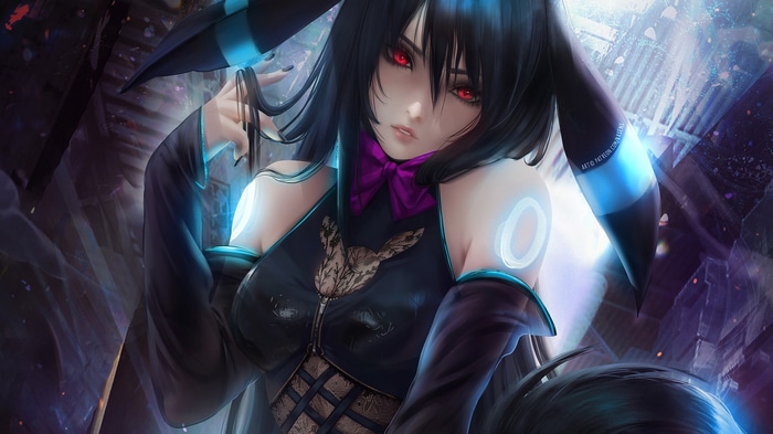 Axsens's Umbreon-inspired woman with red eyes