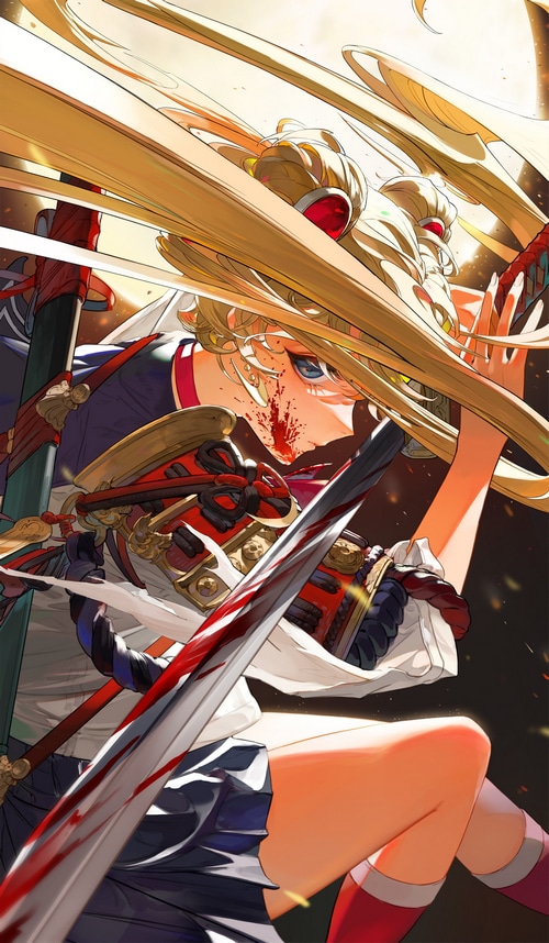 Sailor Moon with bloody sword