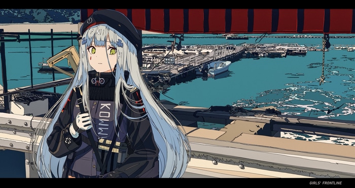 HK416 from Girls Frontline at a Harbor
