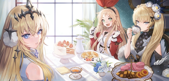 Alchemy Stars: Three women enjoying tea and sweets