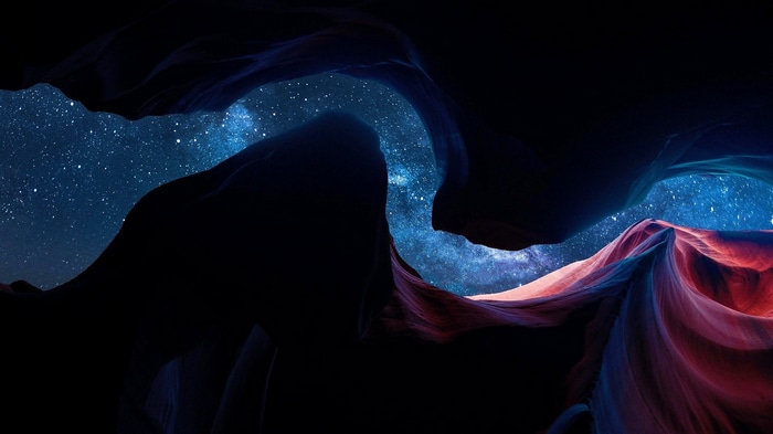Antelope Canyon at night with stars in Arizona
