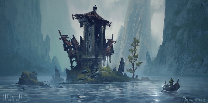 Naven Island Ruin with a lone boat