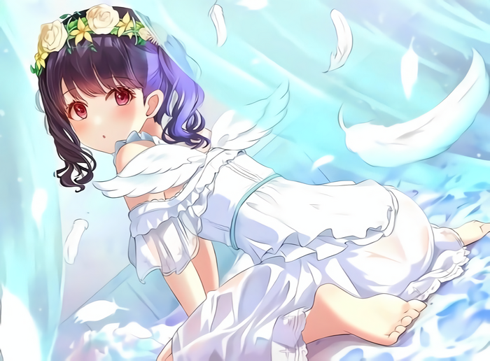 Anime girl with wings and flower crown