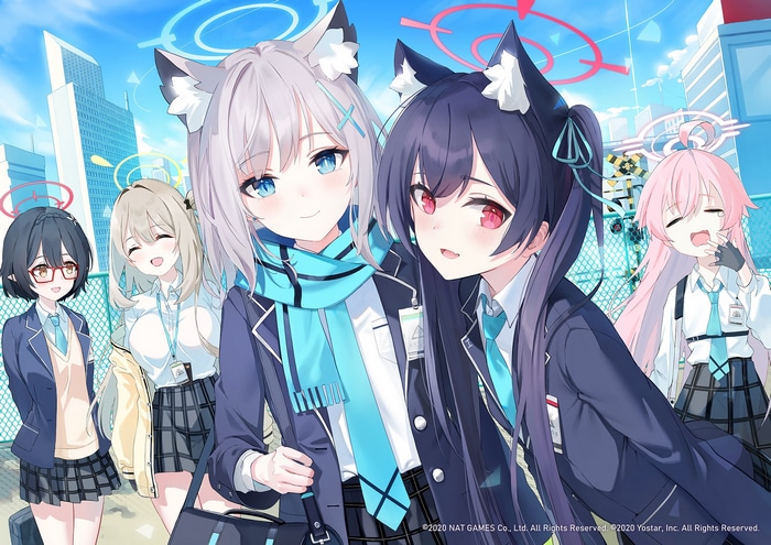 Blue Archive Characters with Animal Ears and School Uniforms