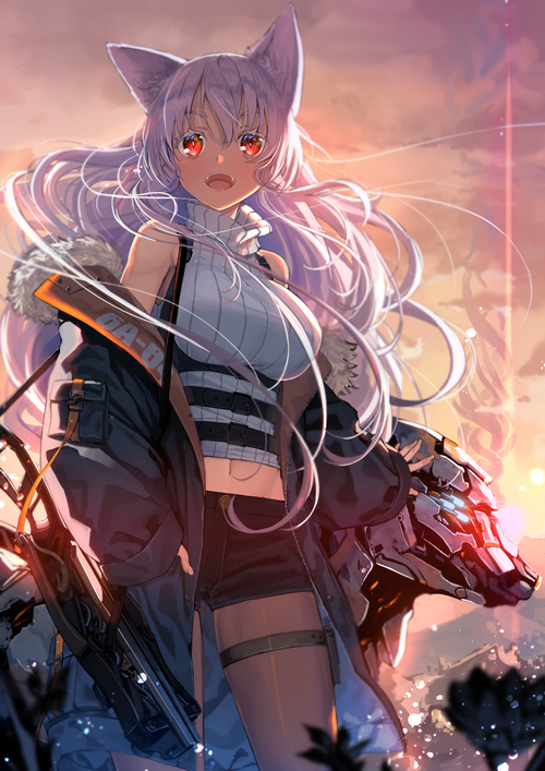 Anime girl with white hair and red eyes