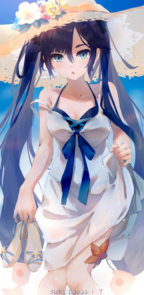 Mona in a Sun Dress with a Straw Hat
