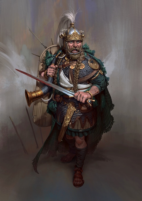 Fantasy warrior with sword and shield