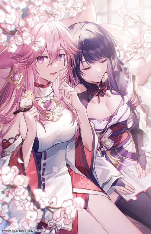 Yae Miko and Raiden Shogun from Genshin Impact