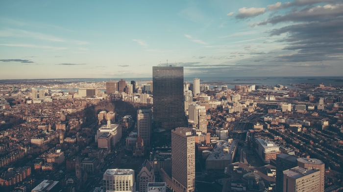 4K Aerial View of Boston Cityscape
