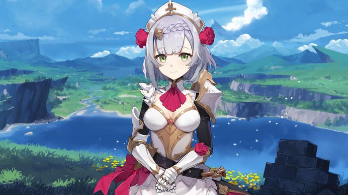 4K Noelle from Genshin Impact in a landscape