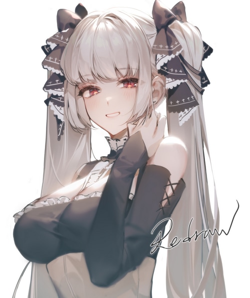 Formidable from Azur Lane with silver hair and red eyes