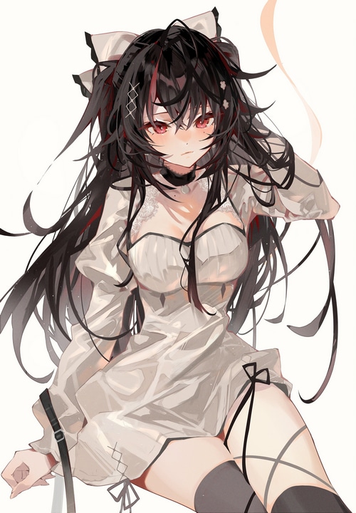 Arutera with dark hair and red eyes