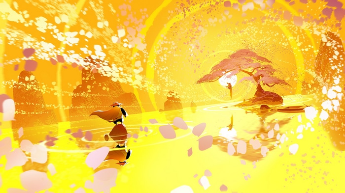 Kung Fu Panda 3: Po in a mystical cherry blossom landscape