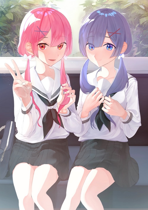 Ram and Rem from Re:Zero in School Uniforms