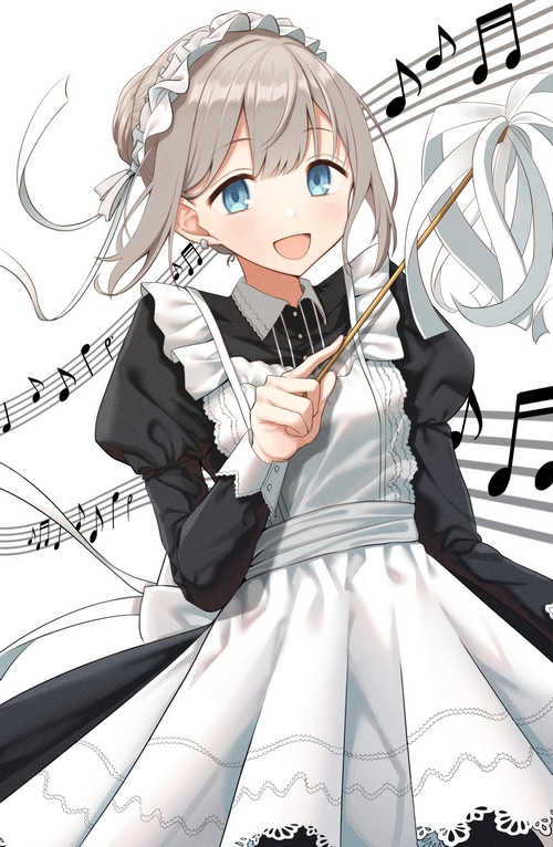 Maid with blue eyes and musical notes