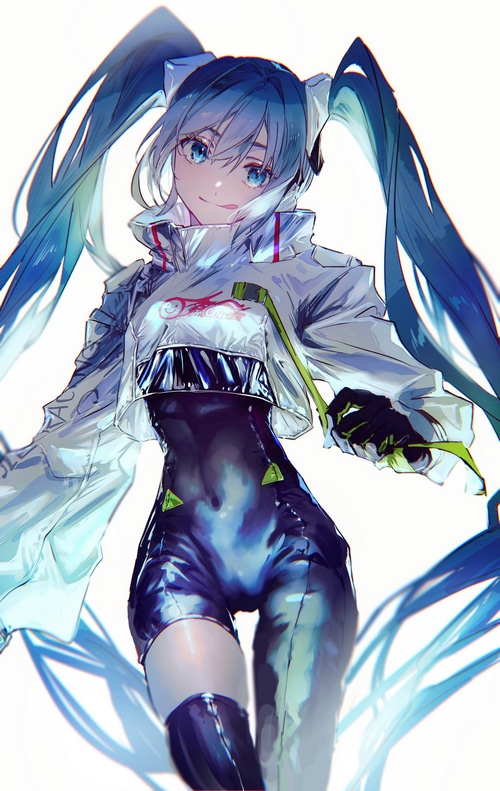 Hatsune Miku in a futuristic racing outfit