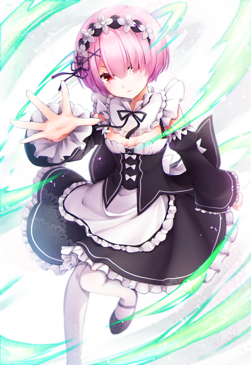 Ram from Re:Zero in a maid outfit