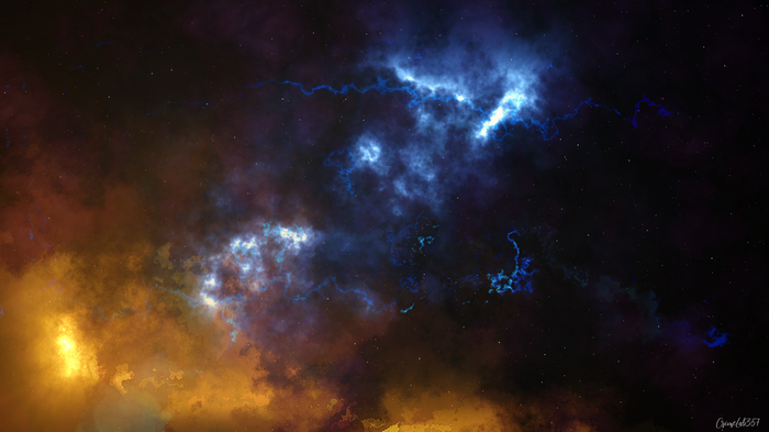 Deep Space Nebula with Stars and Lightning