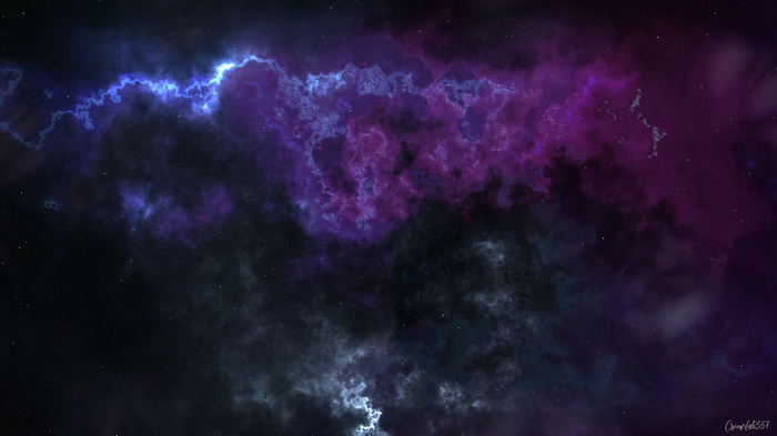 Purple and blue nebula with stars in deep space