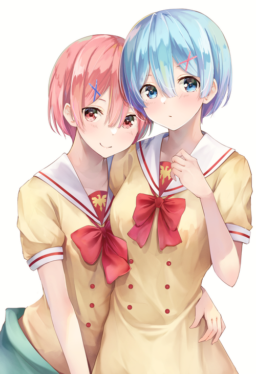 Ram and Rem from Re:Zero in School Uniforms