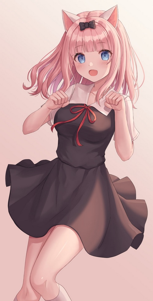 Chika Fujiwara with cat ears from Kaguya-Sama: Love is War