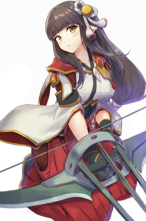 Hinoa from Monster Hunter holding a bow