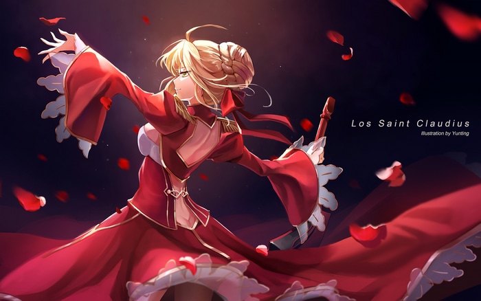 Nero Claudius from Fate series with red petals